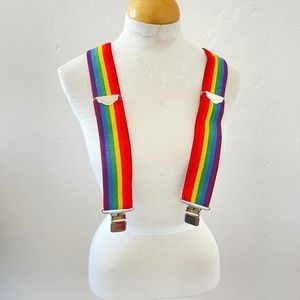 Vintage Rainbow Suspenders Elastic Pride Adjustable 36 inches